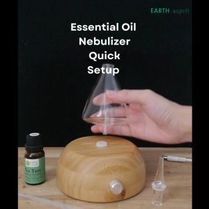 EARTH Home Nebulizing Diffuser/ Nebulizer for Pure Essential Oils Handmade Glass Bamboo Base with lighting