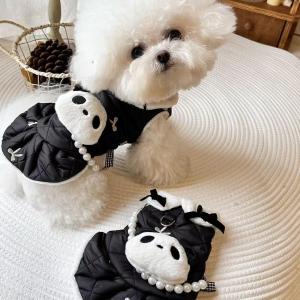 Princess Style Pet Clothes New Design Cotton Jacket for Maltese Yorkie Bichon Autumn Winter Small Fragrance Style Panda Vest
