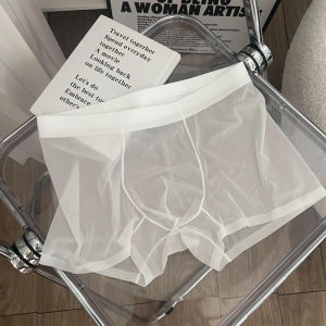 Mid-Waist Transparent Mens Underwear Ice Silk Material No Trace Pure Color Youth Suitable Mid-Summer Thin Style