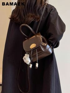 Small Luxury Womens Backpack 2025 New Autumn Winter Versatile Double Shoulder Bag Soft Korean Style Magnetic Buckle Closure