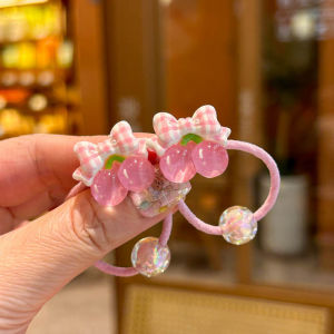 2PCS Transparent Cherry Bunny Elastic Hair Bands for Girls Childrens Hair Accessories Baby Headwear Hair Ties