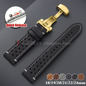 18mm 19mm 20mm 21mm 22mm 24mm Breathable Porous Vintage Racing Leather Watch Straps for Seiko for Rolex Quick Release Watchbands