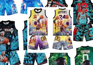 New Fashion Printed Basketball Shorts Set for Boys (6–12 Years Old)