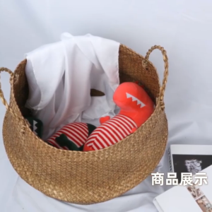 SG [In Stock] Handmade Seagrass Baskets Foldable Laundry Straw Wicker Book Garden Flower Pot Planter Base Multi Use