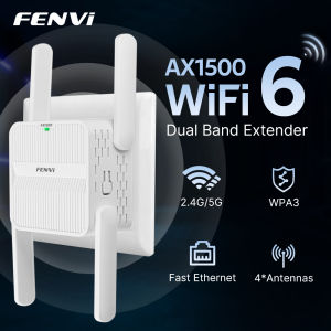 Fenvi | FENVI 5Ghz AX1500 WiFi 6 Repeater Extender Signal Booster Dual Band 2.4G/5GHz Wi-Fi Signal Amplifier Long Range Network Easy Set