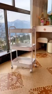𝗨𝗥𝗕𝗔𝗡𝗛𝗢𝗠𝗘𝗦【100% Carbon Steel】3/4 Tier Kitchen Trolley Storage Rack with Wheels | Movable Multi-Layer Organizer Shelf | Heavy-Duty Rolling Utility Cart | Space-Saving Storage for Pantry Bathroom Office Laundry Room and Home Use