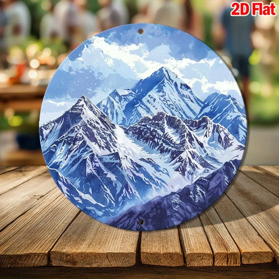 CIFbuy | Vintage Mountain Landscape Metal Wall Art Winter Alps