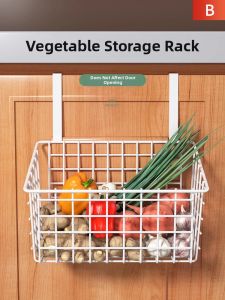 Kitchen Scallion Ginger Garlic Over-the-Door Hanging Storage Basket with Hook