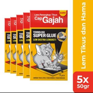 lem tikus papan cap gajah perangkap tikus-lem tikus-50 gr-isi lima pcs