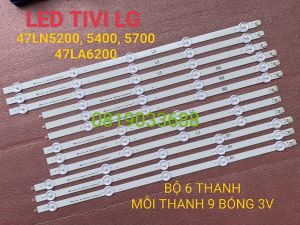 [HCM] THANH LED TIVI LG 47LN5200 47LN5400 47LN5700 47LN575 47LN578 47LA620 47LP360. CHÓA NHỎ 3V MỚI 100% BỘ 6 THANH DÀI MỖI THANH 9 BÓNG 3V GỒM 12 KHÚC NỐI LẠI