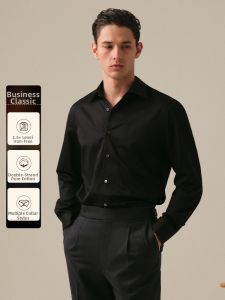 Wrinkle Resistant Slim Fit Business Formal Shirt Male Point Collar