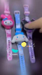 SADIE การ์ตูน3D นาฬิกาแอลอีดี เรืองแสงกลางคืน SANRIO Kuromi ของขวัญสำหรับเด็ก/นักเรียน ที่มีคุณภาพสูง ฝาพับ นาฬิกาอิเล็กทรอนิกส์นาฬิกา สำหรับเด็กๆ