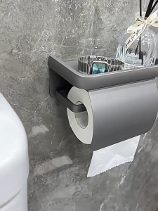 【✅SG stock】Toilet Paper Holder Free Drilling Multifunctional Toilet Roll Holder Tissue Box Holder