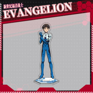 Bandai | EVA Evangelion Anime Merchandise Set Acrylic Stand Keychain Badge Double Sided Flashing Pin Keyring Accessories Collection Gift