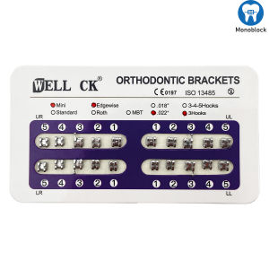 1 Pack WELLCK Dental Orthodontic Metal Braces Bracket Mini Roth/MBT/Edgewise Slot 0.022 0.018 Hooks 3-4-5 Dentist Bracket