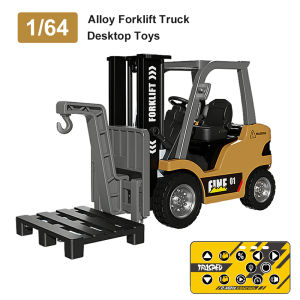 1:64 RC Forklift Truck 2.4G Mini Alloy Forklift with Music Construction Engineering Vehicle Desktop Model Toy Kid Christmas Gift