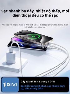 Divi | 100W 3-in-1 Quick Charge Data Cable with Multi Head Charging Adapter for Apple Android Huawei Xiaomi Mobile Type C Connector