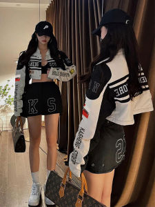 Fashionable Detachable Two-Way Wear American Motorcycle Jacket Skirt Racing Suit Spicy Girl Set Spring New Womens Outfit Cotton Material