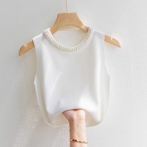 Wide Strap Beaded Knitted Top