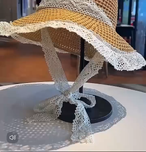 Mũ Cói Đi Biển Vành Rộng Kèm Ren Cho Nữ TS