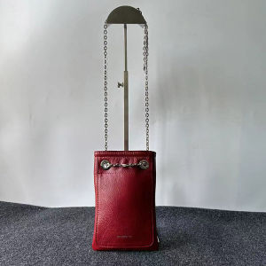 2024 First Layer Leather Phone Bag Womens K-style Crossbody Shoulder Bag Chain Mini All-Match Export Vertical Womens Bag