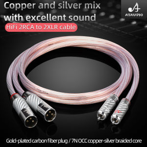 ATAUDIO Hifi 2RCA to 2XLR Cable - Copper and Silver - High-End - DAC DVD CD Amplifier