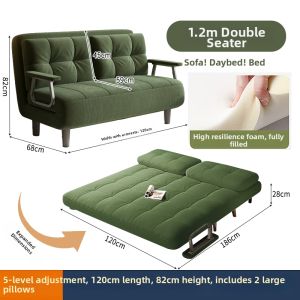 HM | Foldable Mid-Century Sofa Bed Adjustable for Small Spaces