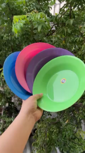 DISKON 1 lusin / 12 pcs Piring plastik murah 9 inch tebal tahan panas lucu unik berkualitas bagus