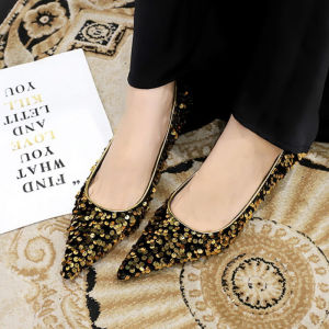 IELGY Korean New Fashion Temperament Banquet Sparkling Sequins Shiny Sparkling Womens Pointed Heels