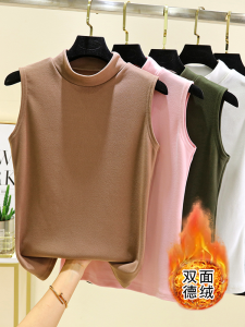 เสื้อกั๊กแขนกุดคอสูงครึ่งตัวแบบสวมใส่ในฤดูหนาวสำหรับผู้หญิง ดีเวล อบอุ่น กระชับสัดส่วน เสื้อชั้นในแบบลำลอง