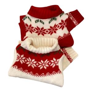 Red Warm Knitted Sweater for Small Dogs And Cats Perfect for New Year And Spring Festival Teddy Bichon Schnauzer Pet Clothes