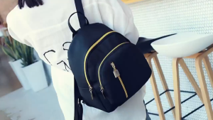 Harriet Stylish Mini Black Backpack with Gold Zipper for Women