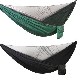 【Local delivery】 Nylon Lightweight Hanging Hammock Quick Setup Portable Hammock Travel Sleeping Swing for Beach Backyard Patio Hiking