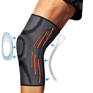 1PC Professional Knee Brace: Best Knee Compression Sleeve Support with Patella Gel Pads & Side Stabilizers