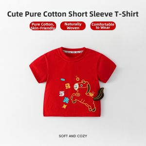 Lomitoo | Lunar Year of the Horse New Year T-Shirt Cotton Short Sleeve Top