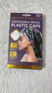 Donna Disposable Braid Plastic Caps – 5 pcs | 100% Waterproof Shower Caps for Braids Locs & Long Hair (16” x 27”)
