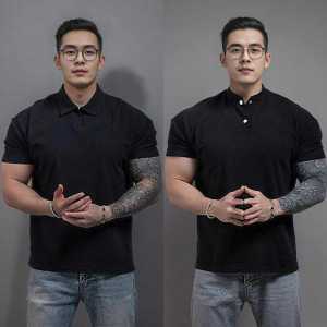 Mens Fitness Short Sleeve Polo Shirt Breathable Slim Fit Training Top Summer Sportswear American Style T-Shirt Youth Trend