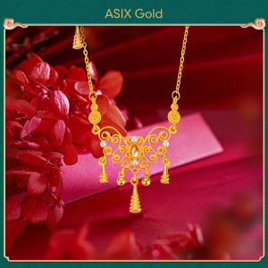 ASIX GOLD สร้อยคอแฟชั่นลายดอกไม้ 24K 18K ทองชุบไม่หลุดล่อน ของขวัญแต่งงานนำโชค เครื่องประดับสตรี