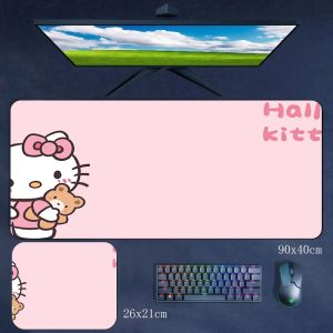 Sanrio | Girls Cute Pink Hello Kitty High Quality Rubber Non-slip Mouse Pad Cartoon 90x40cm Large Size High Definition Printing Table Mat