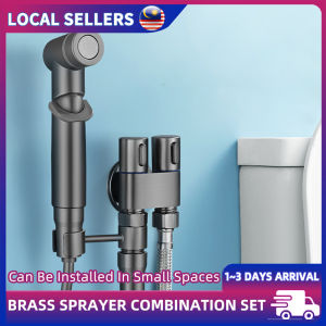 Anti-Rust Brass Dual Valve Toilet Bidet Spray Set Professional Handheld Bidet Sprayer Kit Compact Space Saving 1in 2out Tap for Bathroom/Washer