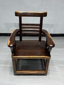 High End Teatable Companion Natural Log Chair with Tenon Structure Solid Black Ebony Wood Casual Chinese Style Circle Chair