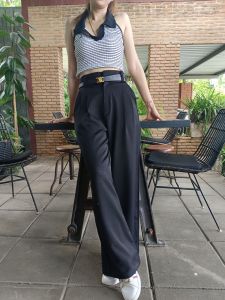 Safinaกางเกงเอวสูงขากระบอกใหญ่เป็นผ้าฮานาโกะใส่สบายระบายอากาศได้ดีไม่ร้อน สาวๆๆสะโพกใหญ่ขาใหญ่พรางหุ่นได้ดีเป็นกางเกงใส่เที่ยวใส่ทำงาน