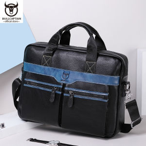 BULLCAPTAIN Cặp Tài Liệu Nam Bằng Da Chất Lượng Cao Túi Đựng Máy Tính Xách Tay Công Sở Thường Ngày 14.7 Inch Túi Văn Phòng Đưa Thư Đeo Một Vai Đa Năng
