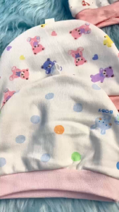 Hntob 5pcs NewBorn 0-3m Bonnet(Repeat Design) Baby Contton Hat Cap Set Cute Animals Printed Plain Color Random Pick