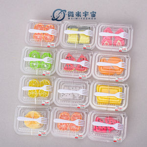 Mini Fruits Food Playhouse Toy Box Lunch Box Fruit Tray Cut Model Simulation Dollhouse Accessories Kitchen Special Plastic Toys