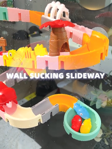 Dinosaur Water Slide Track Bath Toy Set for Kids / Fun Bathtub Play with Water Drainage 43pcs Set