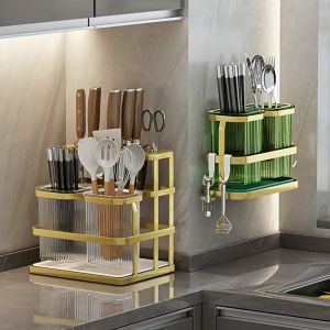 DYK Tableware Storage With Water Drainer Utensil Holder Kitchen Organizer Bekas Dapur Spoon Knife Fork Kitchen Drying Rack