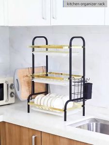 Rak Pinggan Rak Dapur Stainless Steel Dish Rack Rak Pinggan With Utensil Holder And Knife Holder Kitchen Dish 碗碟沥水架