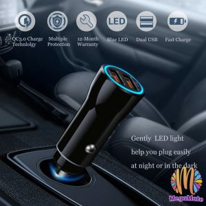 Car Chargerหัวชาร์จในรถ QC 3.0 Car charger Adapter 2 พอร์ตการชาร์จ Car charger