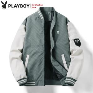 Playboy Mens Spring And Autumn Standing Collar Lightweight Jacket Casual Fashion Jacket(M-5XL)